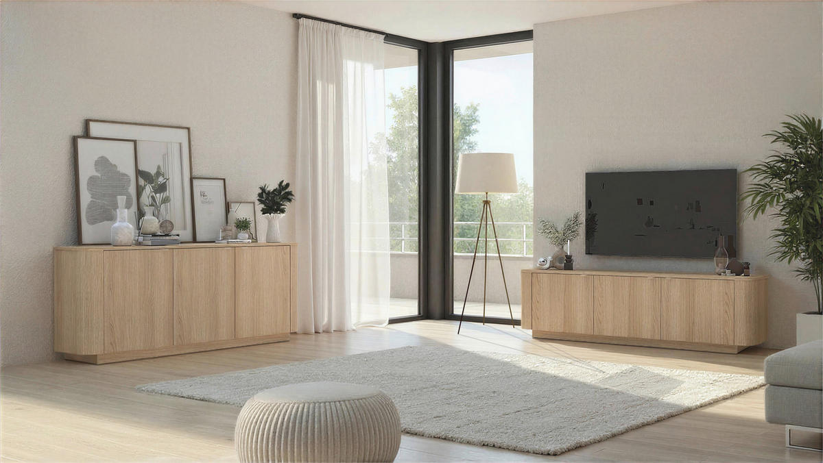 SIDEBOARD  in 181/76/43 cm  - Eichefarben, Design, Holzwerkstoff/Metall (181/76/43cm) - MID.YOU