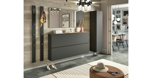 GARDEROBENSCHRANK in 40/165/33 cm - Anthrazit, Design, Holzwerkstoff (40/165/33cm) - Moderano