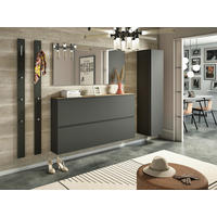 SCHUHKIPPER Gardasee  in 160/81/22 cm  - Eichefarben/Anthrazit, Design, Holzwerkstoff (160/81/22cm) - Moderano
