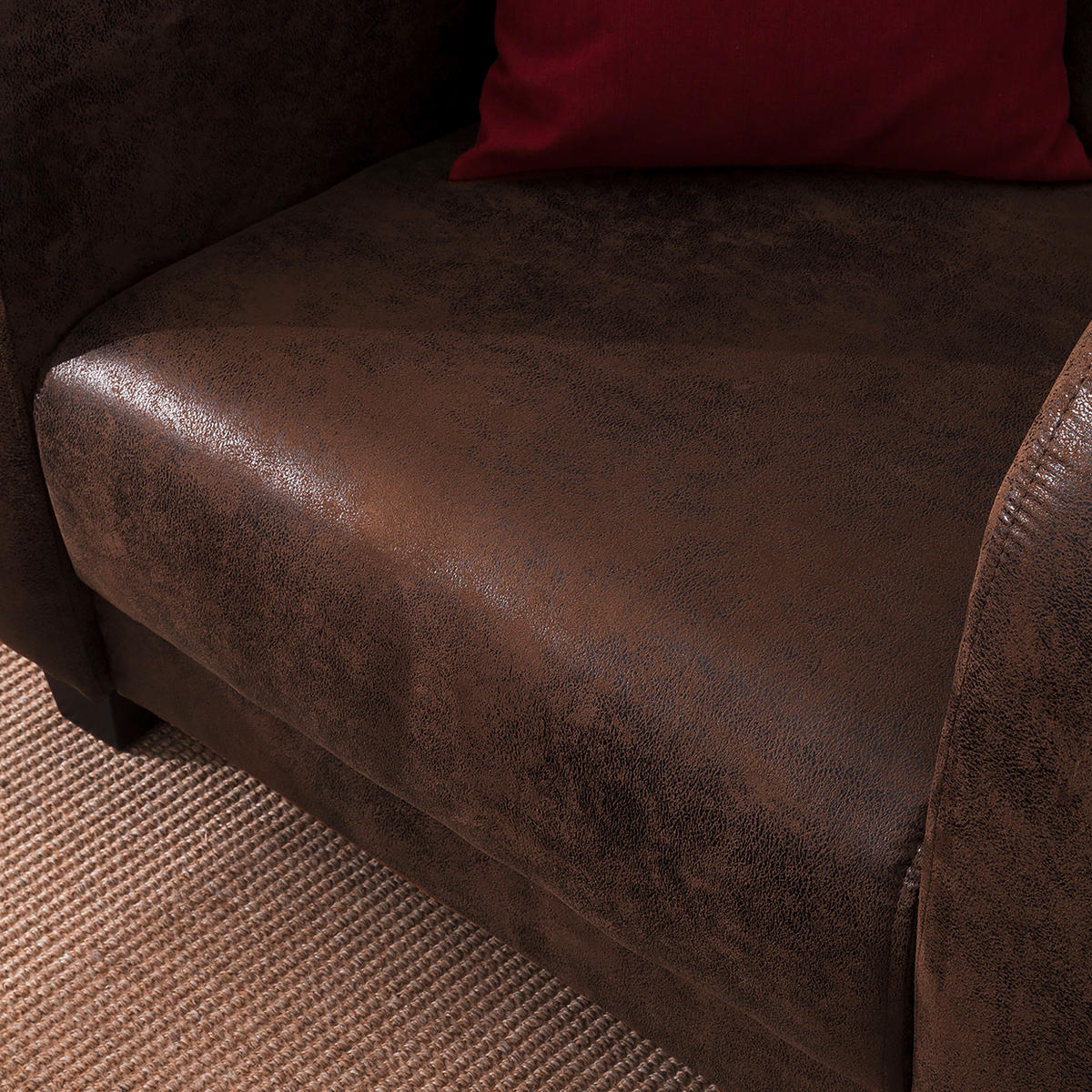 SESSEL in Lederlook Dunkelbraun  - Dunkelbraun, Design, Holz/Textil (92/80/89cm) - Livetastic
