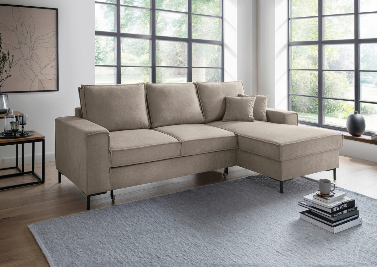 KUTNA GARNITURA tekstil  taupe   - crna/taupe, Moderno, tekstil/metal (240/150cm) - Livetastic