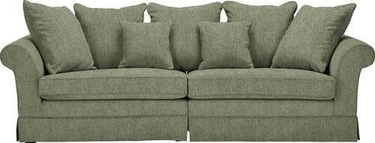 BIGSOFA in Flachgewebe Olivgrün  - Dunkelbraun/Olivgrün, Trend, Holz/Textil (264/70/111cm) - MID.YOU
