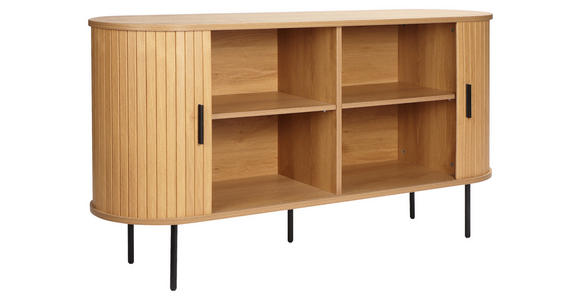 SIDEBOARD 140/76/40 cm  - Eichefarben/Schwarz, Design, Holzwerkstoff/Metall (140/76/40cm) - Xora