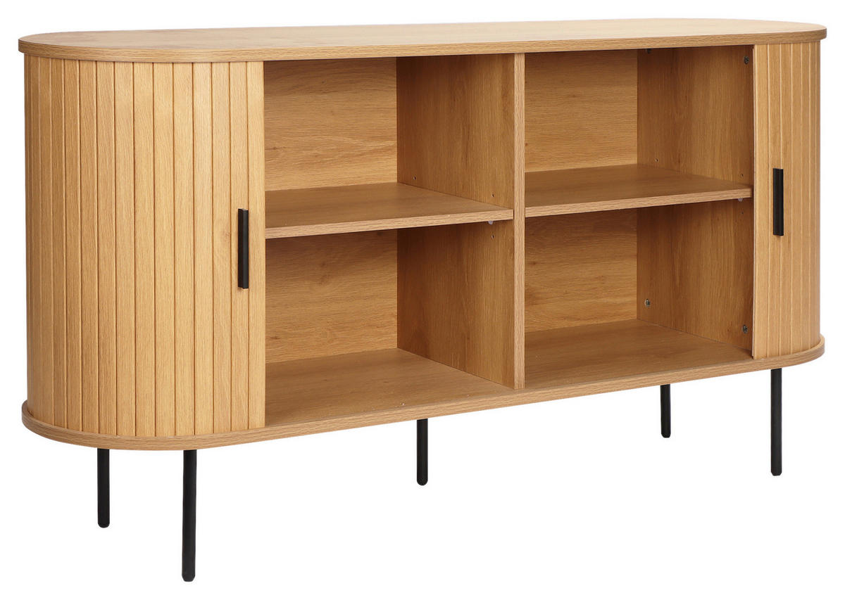 KOMODA, črna, barve hrasta  - črna/barve hrasta, Design, kovina/leseni material (140/76/40cm) - Xora