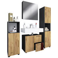 BADEZIMMER 4-teilig  in 123 cm  - Honigeiche/Anthrazit, MODERN, Holzwerkstoff/Kunststoff (123cm) - MID.YOU