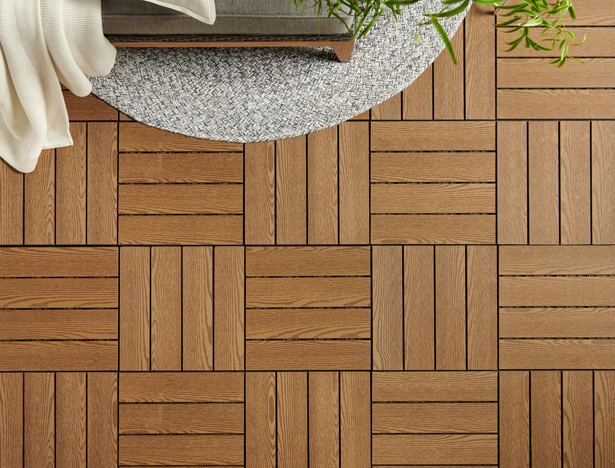 TERRASSENFLIESE 11 Stück  - Gelb, Basics, Holzwerkstoff/Kunststoff (30/30/2,4cm) - Ambia Garden