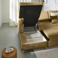 ECKSOFA Honig Flachgewebe Bettkasten, Schlaffunktion, Rücken echt, Kopfstütze, Liegefläche im Originalstoff  - Buchefarben/Honig, KONVENTIONELL, Holz/Textil (166/241cm) - Carryhome