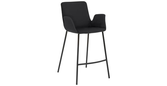 BARHOCKER Mikrofaser Anthrazit, Schwarz Stahl - Anthrazit/Schwarz, Design, Textil/Metall (53/97/50cm) - Novel