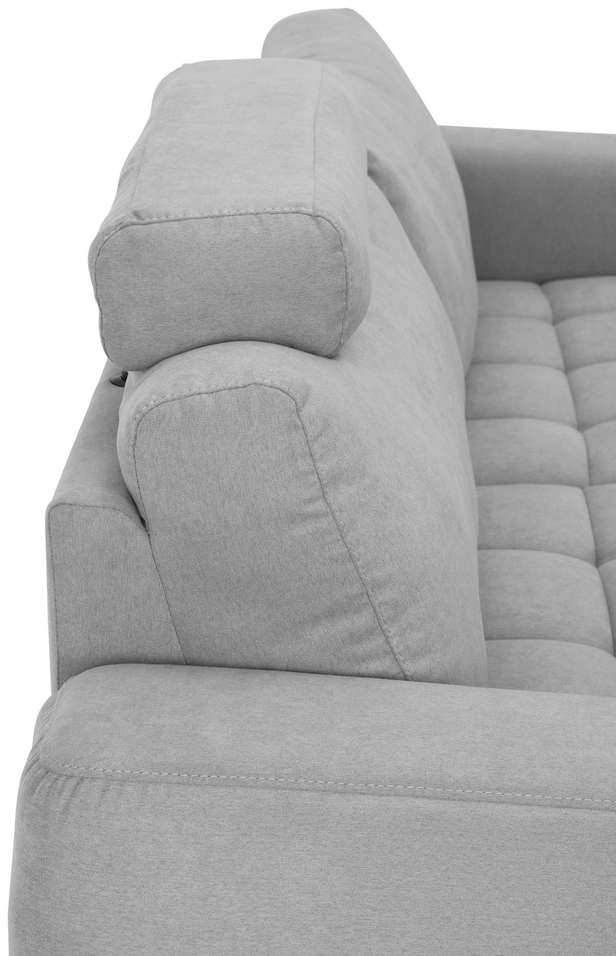 ECKSOFA Hellgrau Mikrofaser  - Silberfarben/Hellgrau, Design, Textil/Metall (242/161cm) - Livetastic