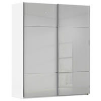 SCHWEBETÜRENSCHRANK in Grau, Weiss  - Chromfarben/Weiss, Konventionell, Glas/Holzwerkstoff (162/223/68cm) - Novel