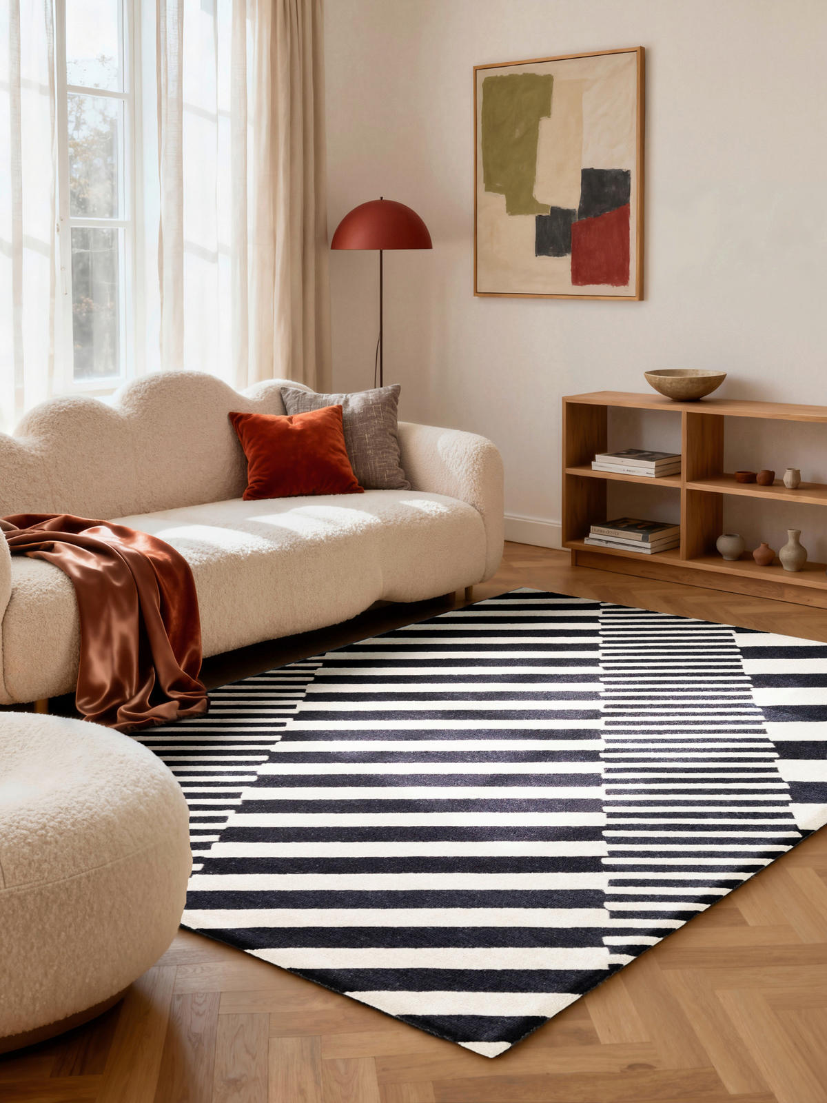 WOLLTEPPICH 120/180 cm Stryve Schwarz, Weiß rechteckig  - Schwarz/Weiß, Basics, Textil (120/180cm) - Elle Decoration