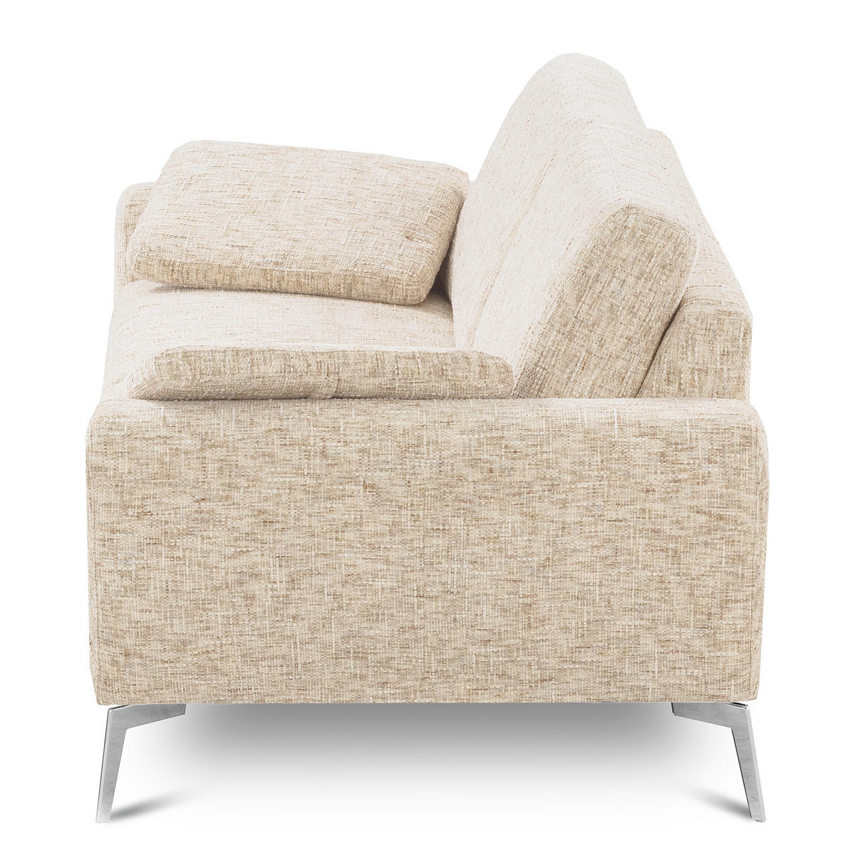 3-SITZER-SOFA SPRING in Webstoff Beige Modern  - Chromfarben/Beige, Design, Textil/Metall (187/85/92cm) - Livetastic