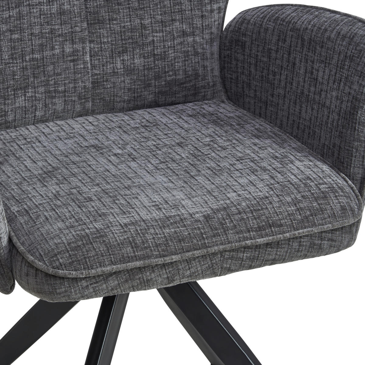 ARMLEHNSTUHL  in Eisen Leinenoptik  - Schwarz/Grau, LIFESTYLE, Holz/Textil (60/89/63cm) - MID.YOU