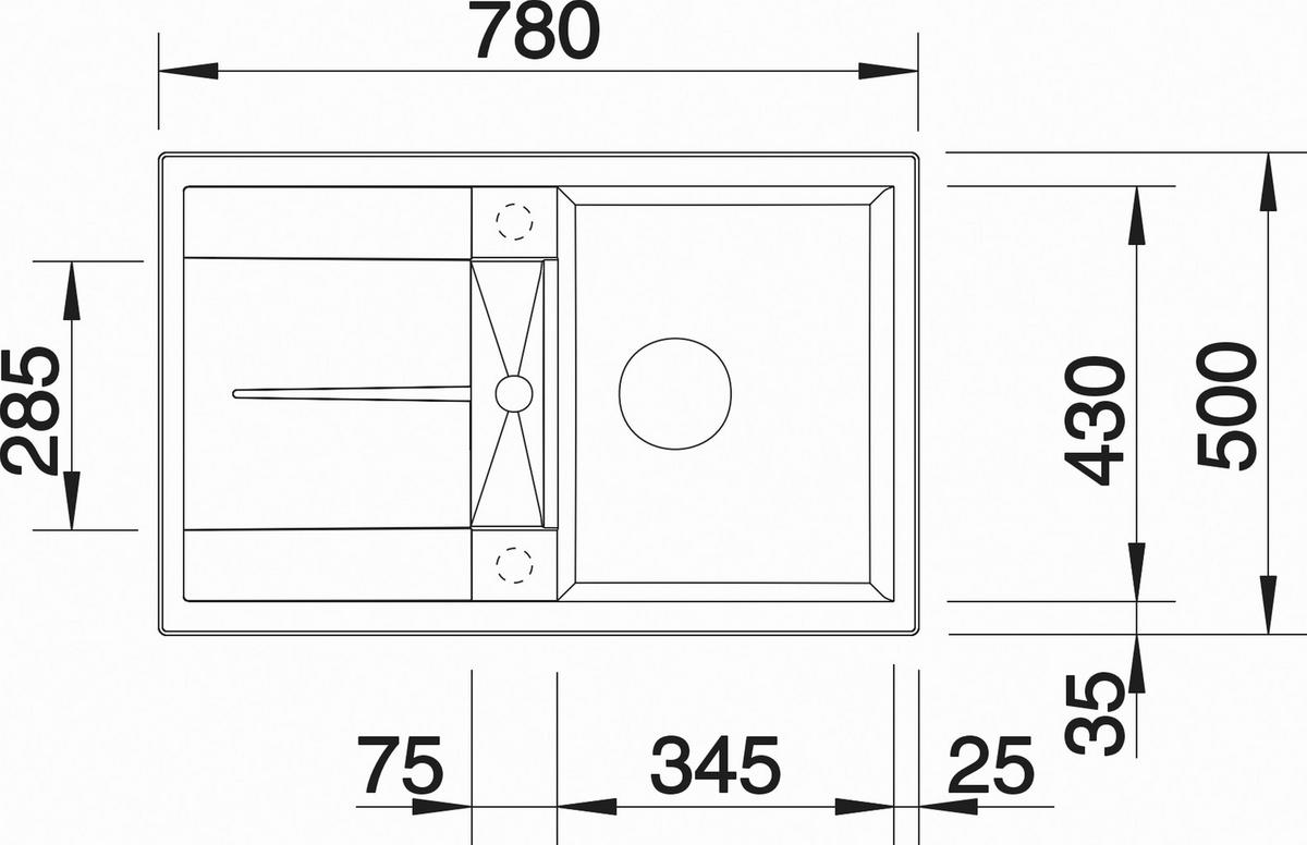 SPÜLE 525914  - Schwarz, Basics, Stein (78/19/50cm) - Blanco