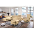 ECKSOFA in Echtleder Beige  - Beige/Alufarben, Design, Leder/Metall (242/271cm) - Cantus