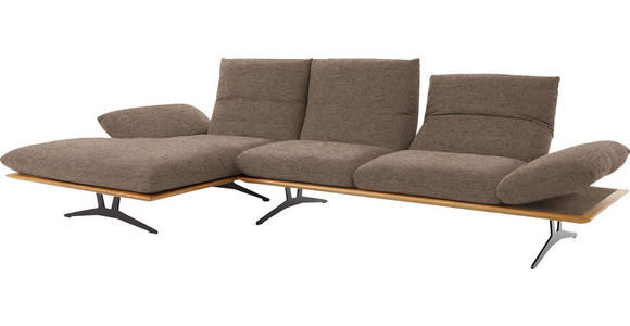 ECKSOFA in Flachgewebe Hellbraun  - Hellbraun/Schwarz, Design, Holz/Textil (159/314cm) - Dieter Knoll