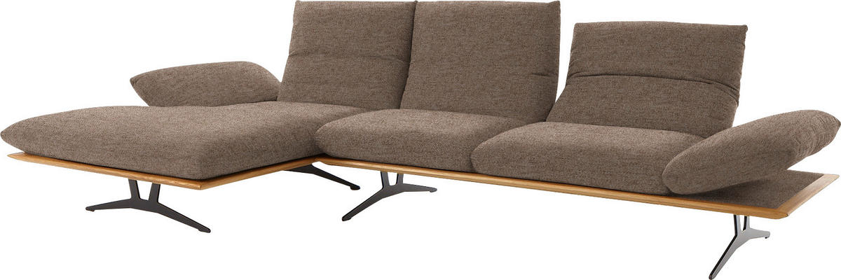 ECKSOFA  in Flachgewebe Hellbraun  159/314 cm  - Hellbraun/Schwarz, Design, Holz/Textil (159/314cm) - Dieter Knoll