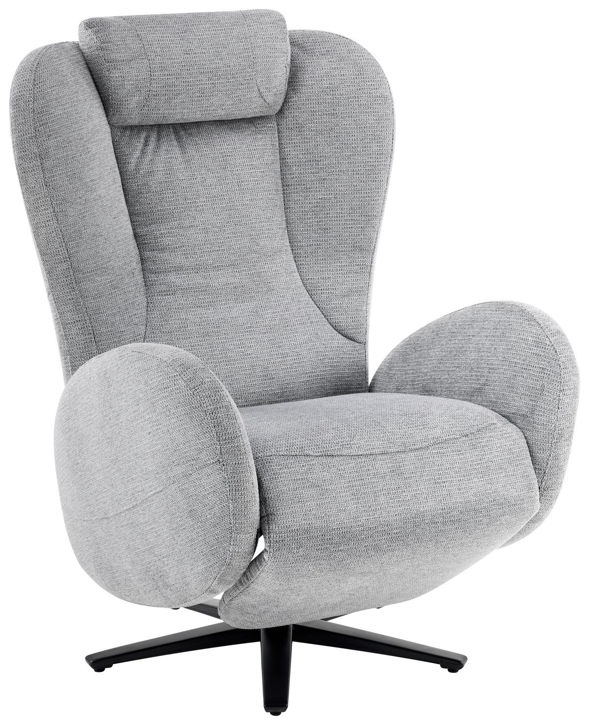 RELAXSESSEL Webstoff Relaxfunktion, Fußteilverstellung, Nackenkissen    - Schwarz/Grau, Design, Textil/Metall (77/109/89cm) - Stylife