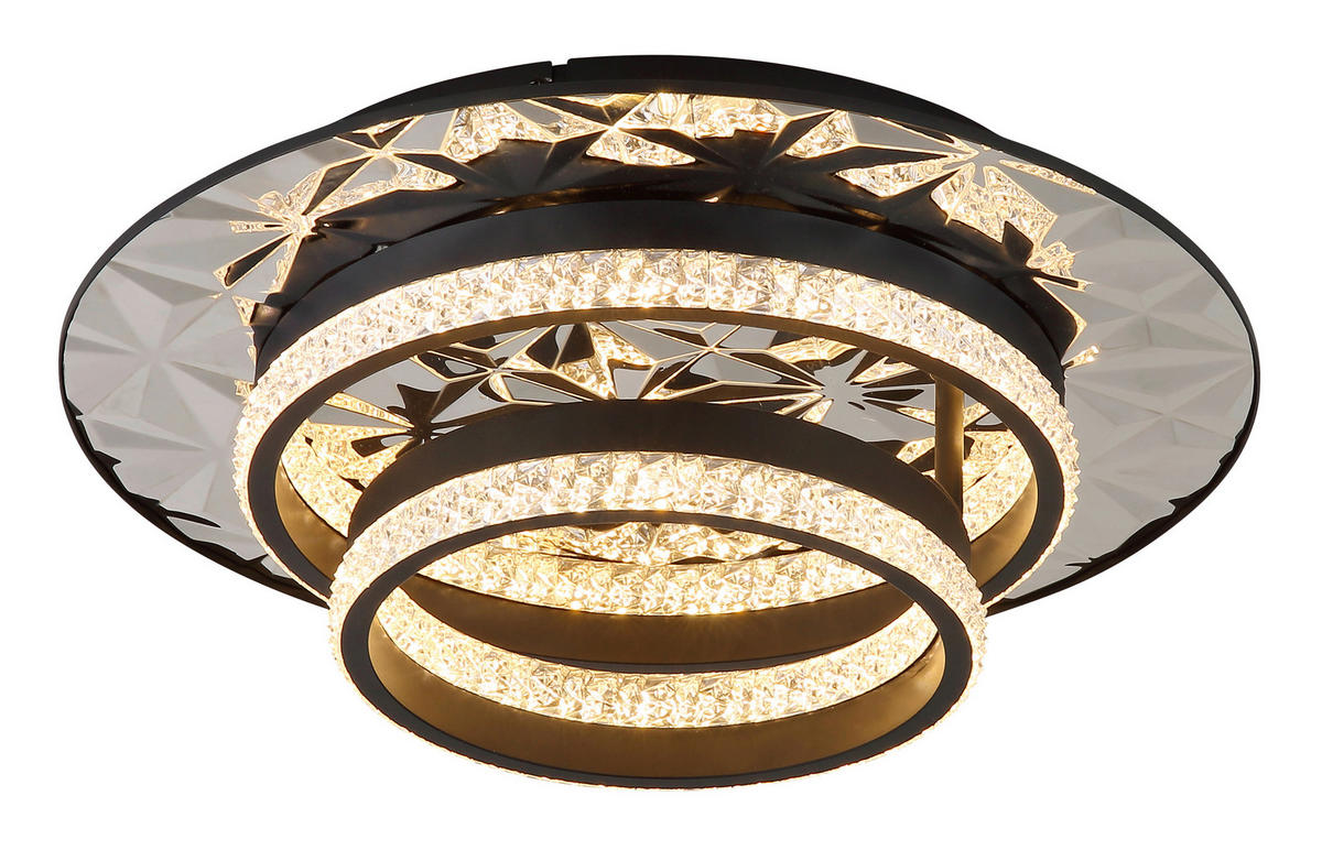 LED-DECKENLEUCHTE DELLA II 50,5/40/14 cm   - Klar/Chromfarben, Design, Kunststoff/Metall (50,5/40/14cm) - Globo