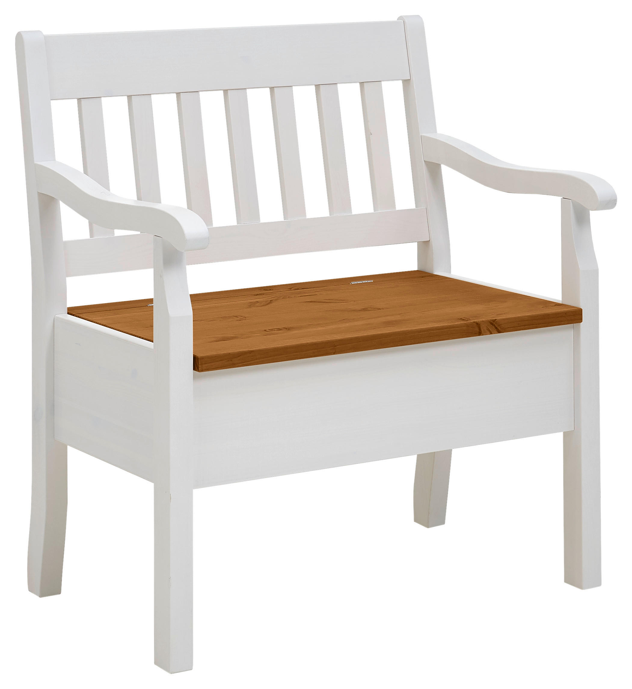 SITZBANK 83/93/58 cm Weiß, Bernsteinfarben Kiefer massiv - Bernsteinfarben/Weiß, ROMANTIK / LANDHAUS, Holz (83/93/58cm) - Boxxx