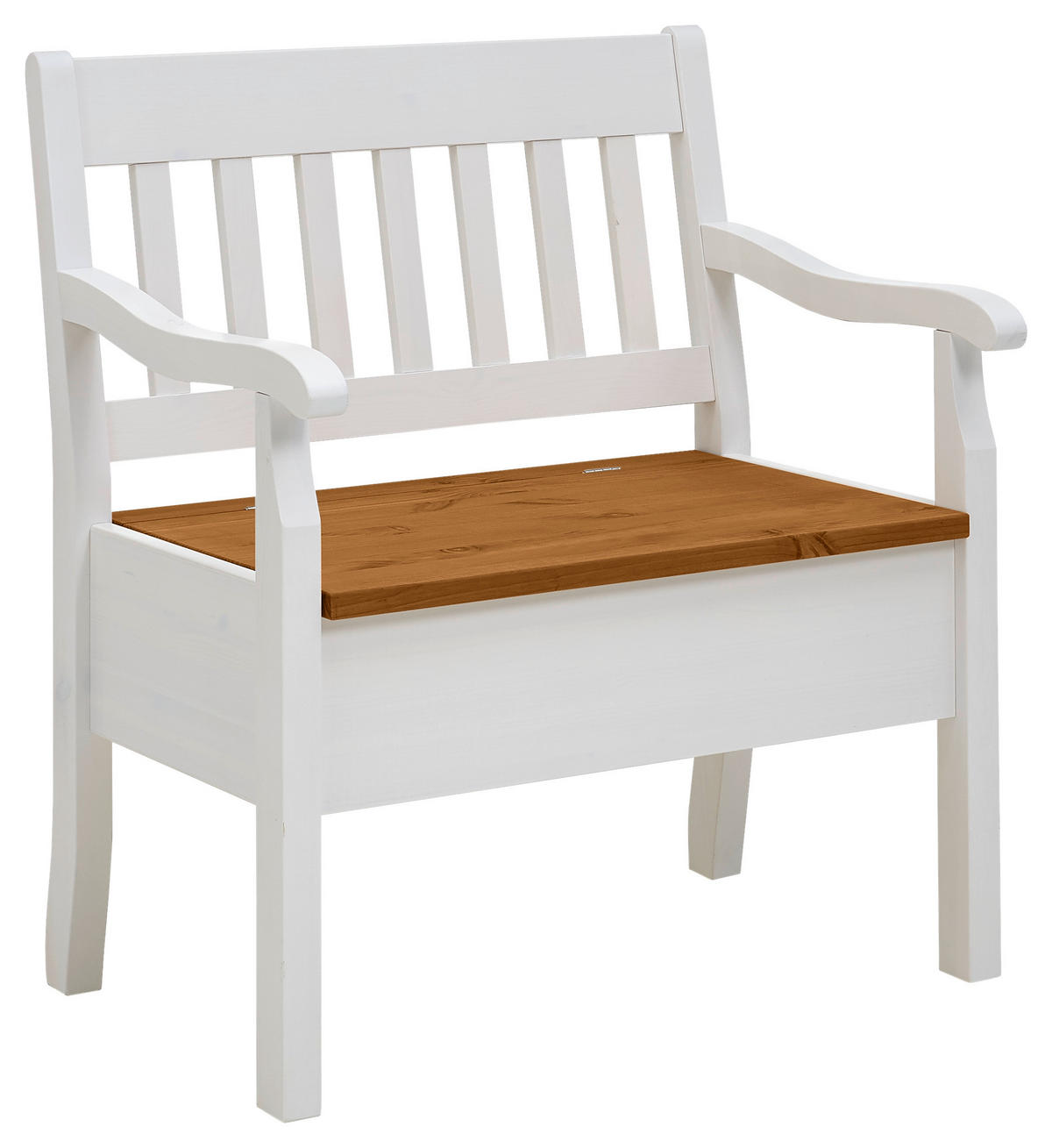 SITZBANK 83/93/58 cm Bernsteinfarben, Weiß Kiefer massiv  - Bernsteinfarben/Weiß, ROMANTIK / LANDHAUS, Holz (83/93/58cm) - Boxxx