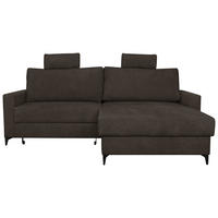 ECKSOFA Mokka Struktur Rückenkissen, Bettkasten, Schlaffunktion, Rücken echt, Kopfstütze, Liegefläche im Originalstoff  - Schwarz/Mokka, KONVENTIONELL, Textil/Metall (230/164cm) - Carryhome