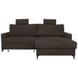 ECKSOFA Mokka Struktur Rückenkissen, Bettkasten, Schlaffunktion, Rücken echt, Kopfstütze, Liegefläche im Originalstoff  - Schwarz/Mokka, KONVENTIONELL, Textil/Metall (230/164cm) - Carryhome