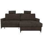 ECKSOFA Mokka Struktur Rückenkissen, Bettkasten, Schlaffunktion, Rücken echt, Kopfstütze, Liegefläche im Originalstoff  - Schwarz/Mokka, KONVENTIONELL, Textil/Metall (230/164cm) - Carryhome