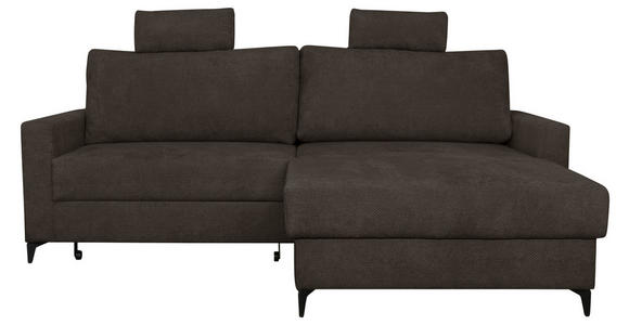 ECKSOFA Mokka Struktur Rückenkissen, Bettkasten, Schlaffunktion, Rücken echt, Kopfstütze, Liegefläche im Originalstoff  - Schwarz/Mokka, KONVENTIONELL, Textil/Metall (230/164cm) - Carryhome