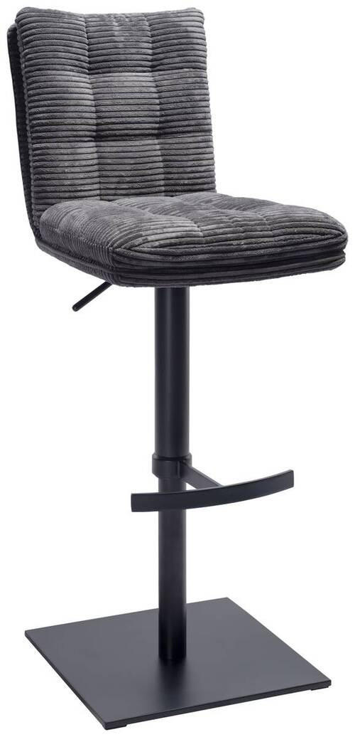 BARHOCKER Cord Blaugrau Eisen Sitzfläche 360° drehbar  - Blaugrau/Schwarz, Design, Textil/Metall (43/90-116/57cm) - Stylife
