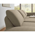 ECKSOFA  in Flachgewebe Hellbraun Armteilverstellung, Relaxfunktion, Drehsitzfunktion  255-365/175-224 cm  - Hellbraun/Schwarz, Design, Textil/Metall (255-365/175-224cm) - Dieter Knoll
