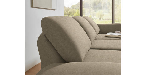 ECKSOFA  in Flachgewebe Hellbraun Armteilverstellung, Relaxfunktion, Drehsitzfunktion  255-365/175-224 cm  - Hellbraun/Schwarz, Design, Textil/Metall (255-365/175-224cm) - Dieter Knoll