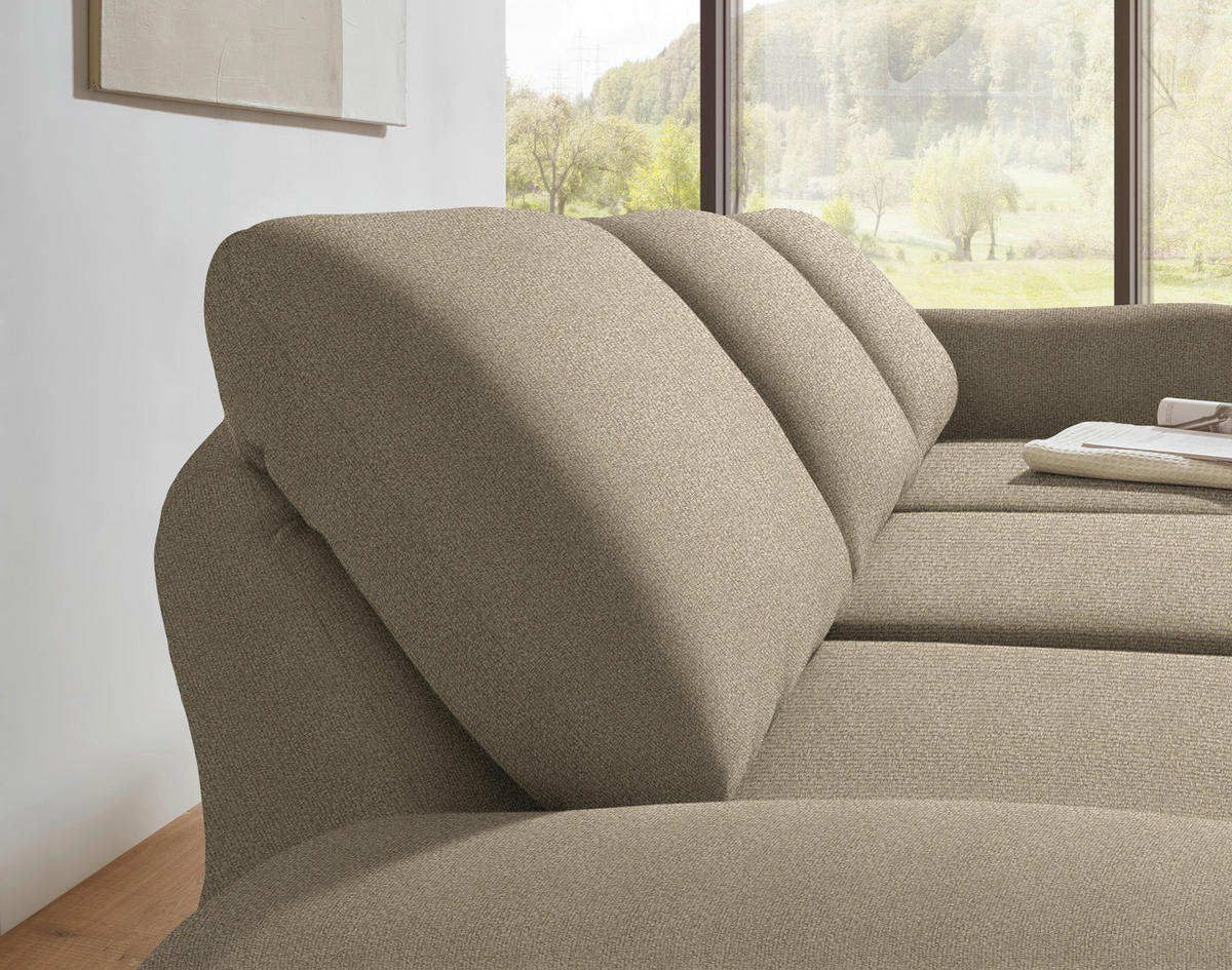 ECKSOFA  in Flachgewebe Hellbraun  255-365/175-224 cm  - Hellbraun/Schwarz, Design, Textil/Metall (255-365/175-224cm) - Dieter Knoll