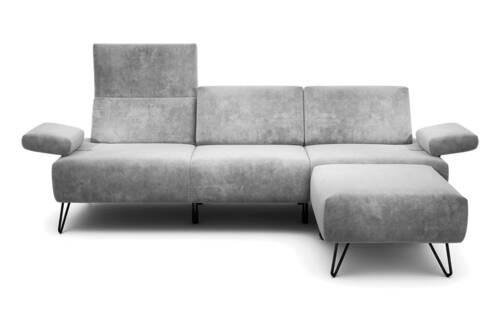3-SITZER-SOFA in Samt Hellgrau  - Hellgrau/Schwarz, Design, Textil/Metall (234-264/85/86-94cm) - SENSOO
