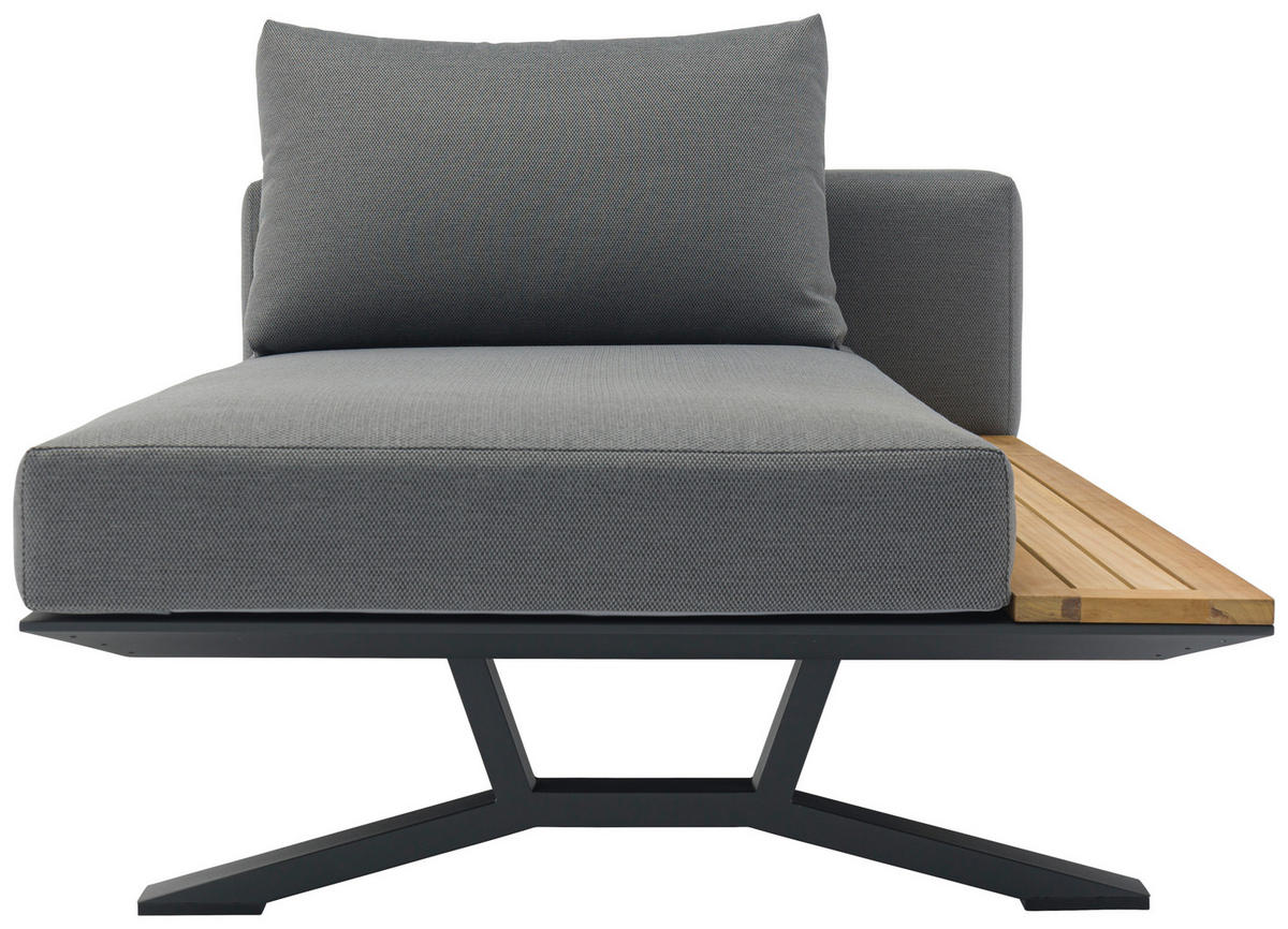 LOUNGEGARNITUR Teakholz massiv Aluminium  - Anthrazit/Naturfarben, Design, Holz/Textil (172/97/25cm) - Amatio