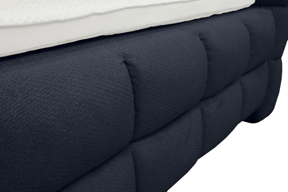 BOXBETT 140/200 cm,  in Blau, Bettkasten, Topper, H3 + H3 = fest  - Blau/Schwarz, Trend, Textil/Metall (140/200cm) - Esposa