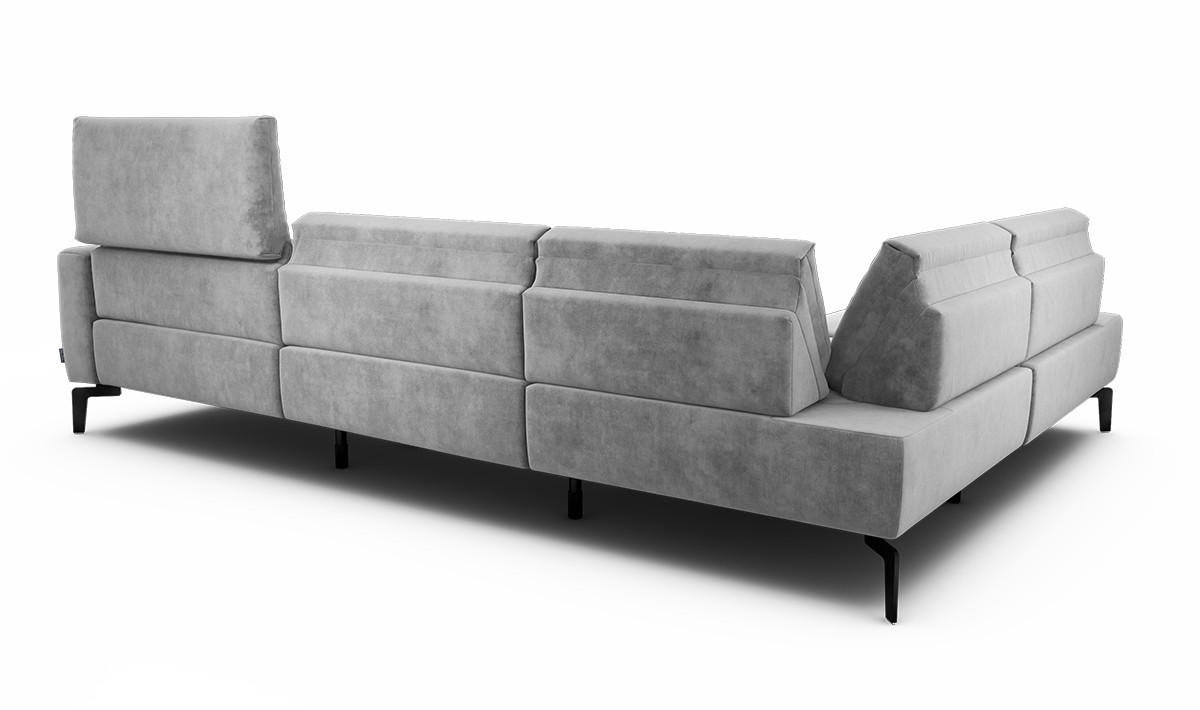 ECKSOFA in Samt Hellgrau  213/296 cm  - Hellgrau/Schwarz, Design, Textil/Metall (213/296cm) - SENSOO