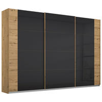 FÜGGESZTETT TOLÓAJTÓS SZEKRÉN antracit, Artisan tölgy  - Artisan tölgy/antracit, Modern, faalapú anyag/Üveg (271/210/62cm) - Xora