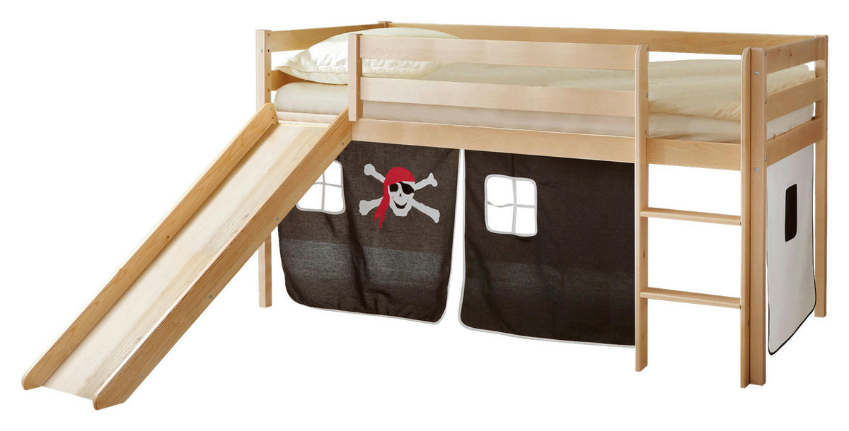 IGRALNA POSTELJA - barve bora/črna, Natur, les (90/200cm) - MID.YOU