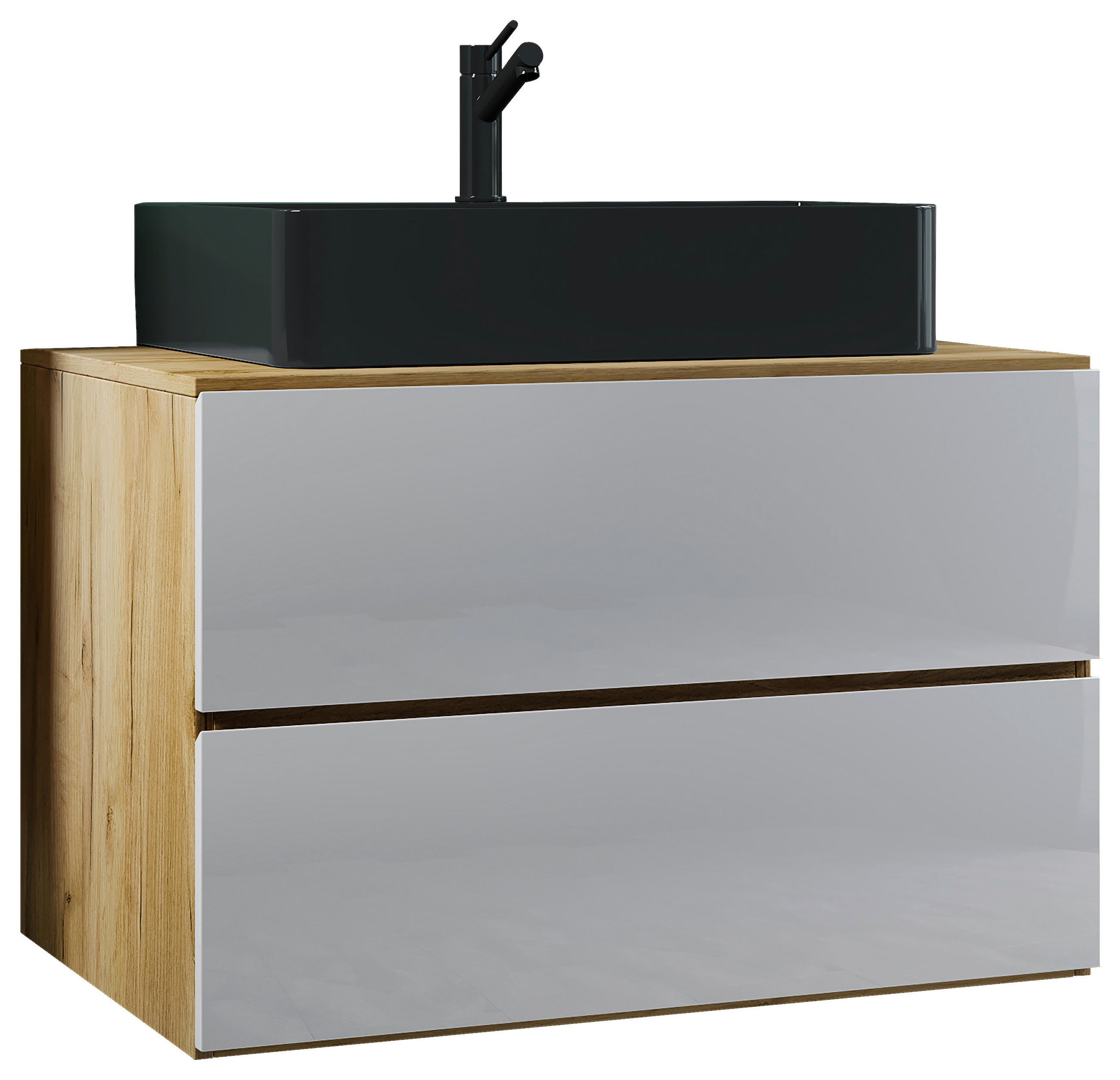 WASCHTISCHKOMBI 81 cm  - Honigeiche/Schwarz, MODERN, Keramik/Holzwerkstoff (81cm) - MID.YOU