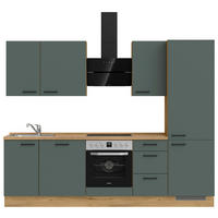 KÜCHENBLOCK 270 cm   in Eichefarben, Dunkelgrün  - Dunkelgrün/Eichefarben, MODERN, Holzwerkstoff/Metall (270cm) - Nobilia