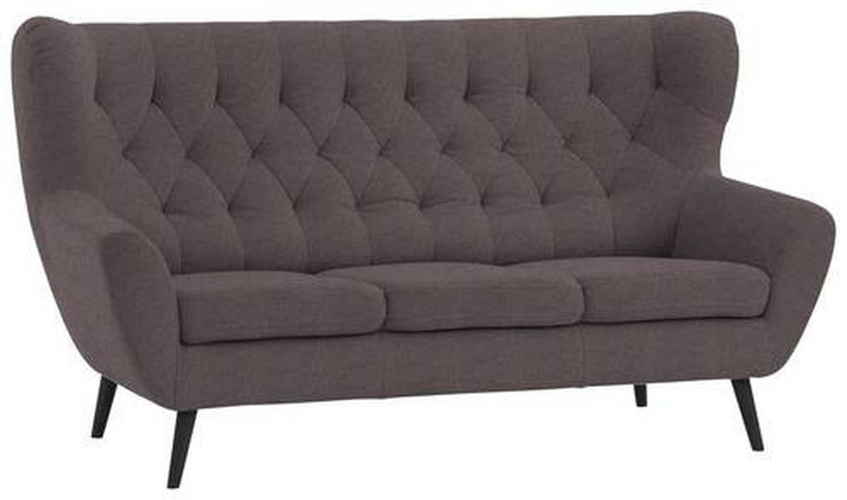 3-SITZER-SOFA in Mikrofaser Braun  - Schwarz/Braun, Design, Holz/Textil (187/101/95cm) - Stylife