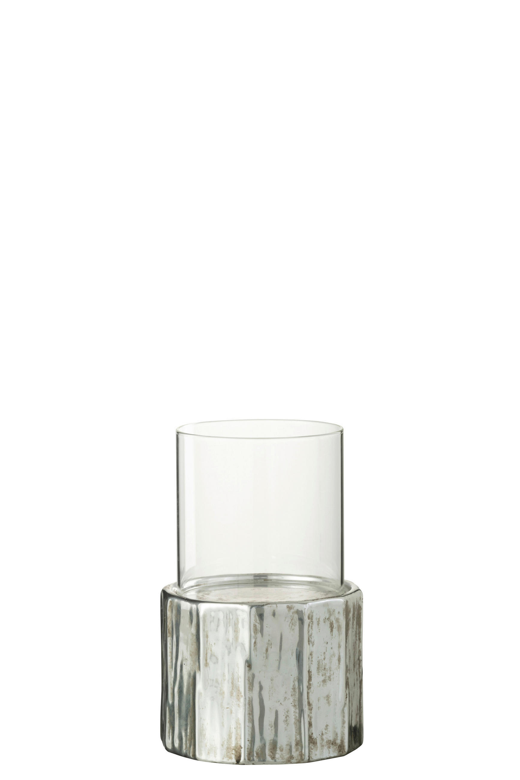 WINDLICHT - Transparent/Grau, Basics, Glas/Keramik (14/14/23cm) - Ambia Home