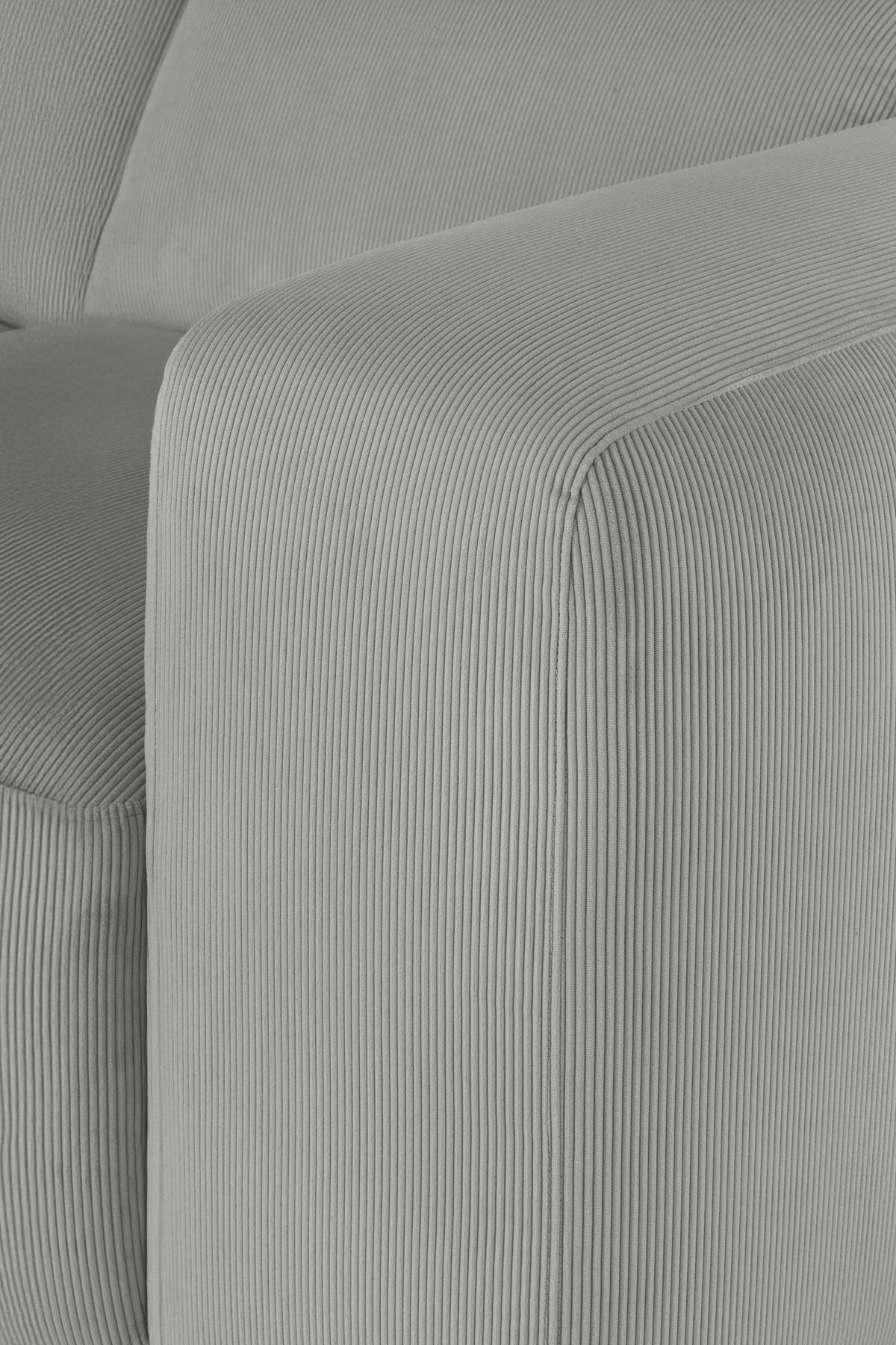 ECKSOFA HANNAH Hellgrau Cord  - Hellgrau/Schwarz, Design, Kunststoff/Textil (200/304cm) - MID.YOU