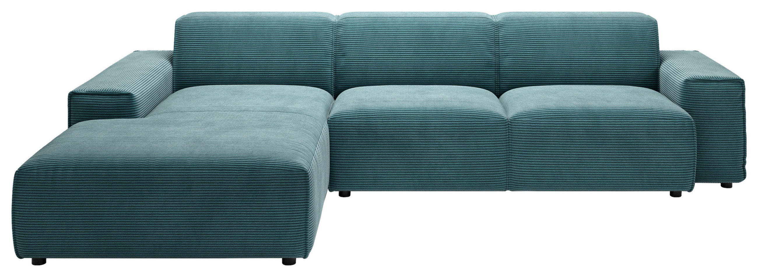 ECKSOFA in Cord Petrol  - Petrol/Schwarz, Design, Kunststoff/Textil (189/300cm) - Pure Home Lifestyle