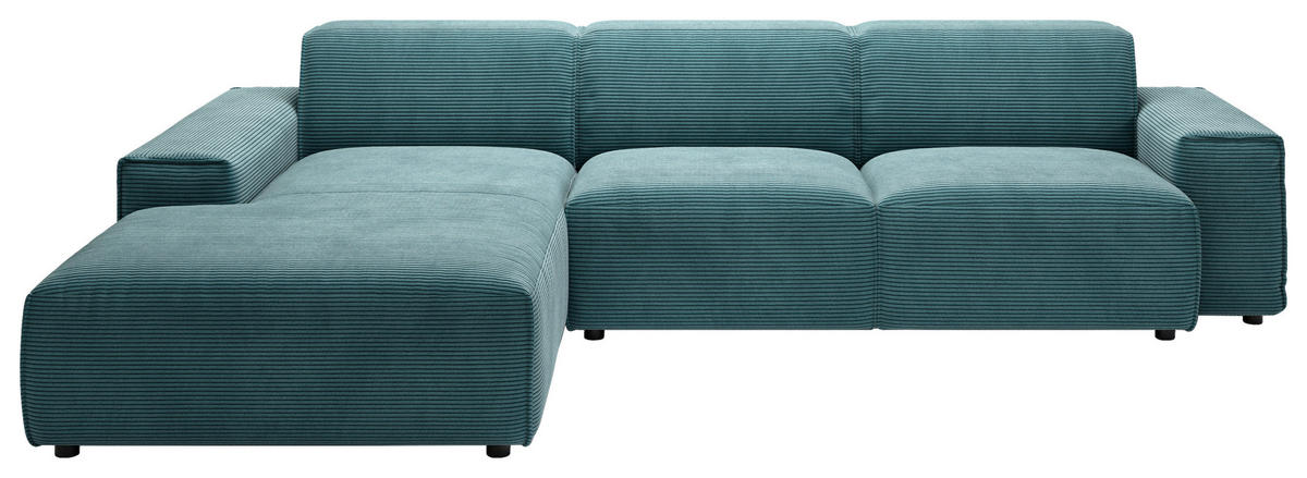 ECKSOFA in Cord Petrol  - Petrol/Schwarz, Design, Kunststoff/Textil (189/300cm) - Pure Home Lifestyle