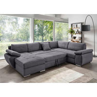 WOHNLANDSCHAFT in Cord Grau  - gris/couleur chromée, Konventionell, textile/métal (157/305/219cm) - Livetastic