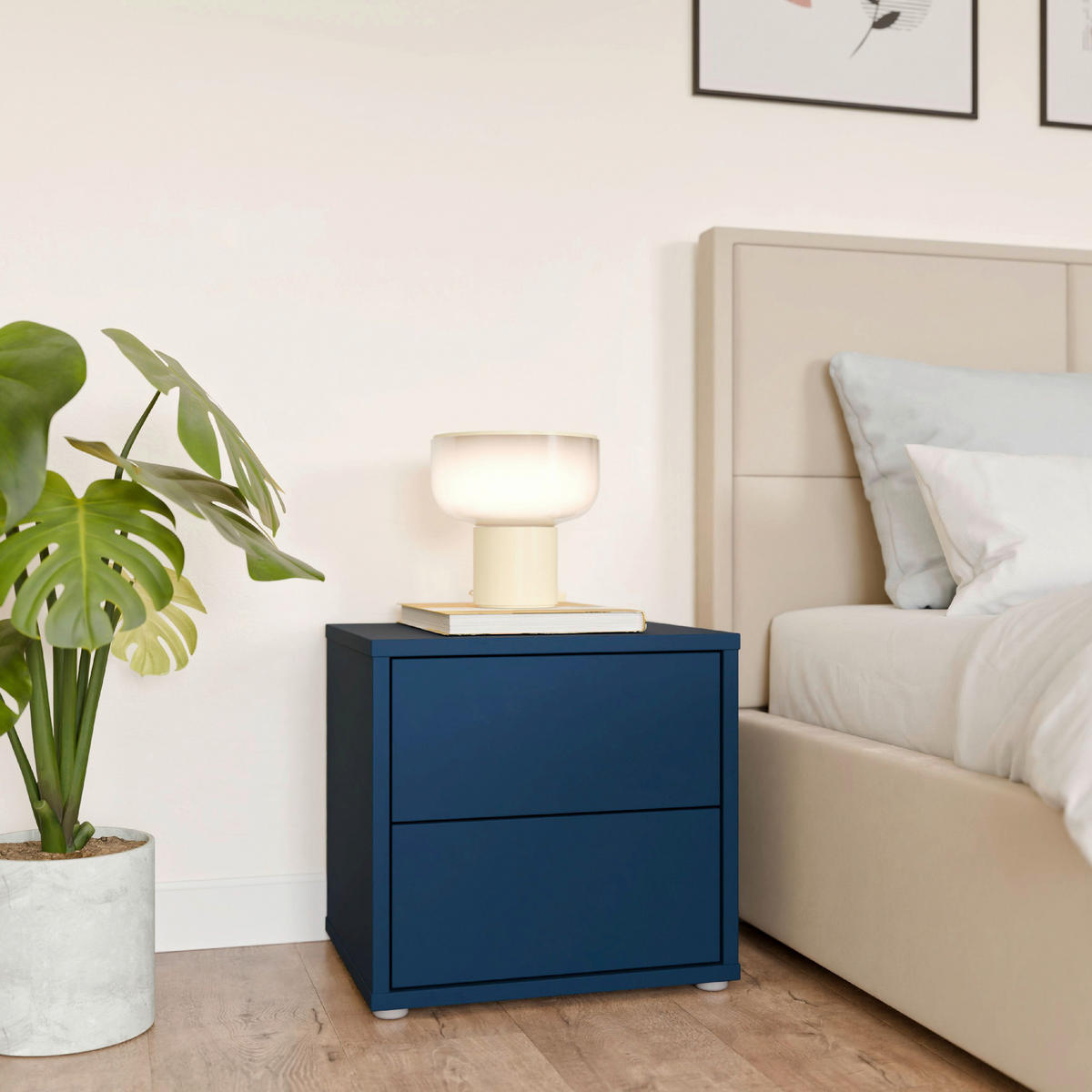 NACHTSCHRANK 50/48/42 cm  - Silberfarben/Dunkelblau, Trend, Holzwerkstoff/Kunststoff (50/48/42cm) - Carryhome