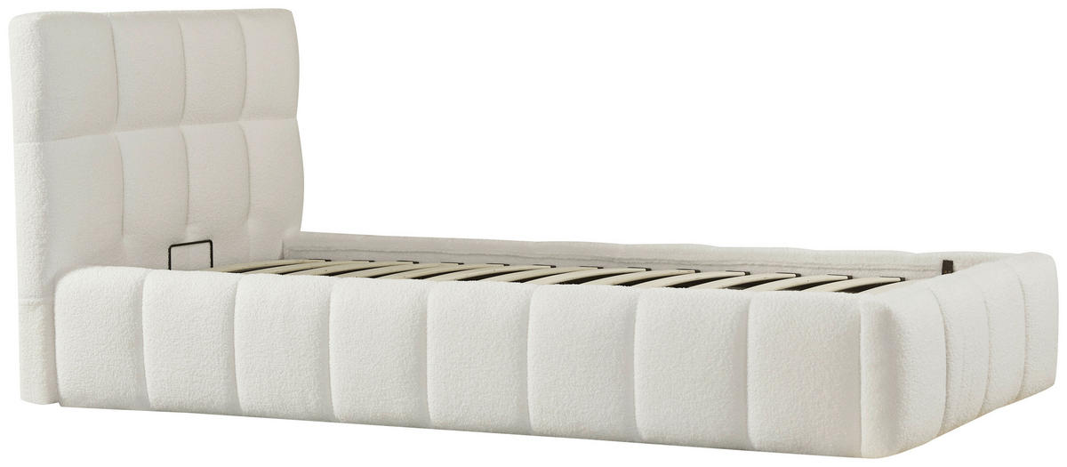 POLSTERBETT 90/200 cm  Creme  - Creme/Schwarz, Modern, Holz/Kunststoff (90/200cm) - Livetastic