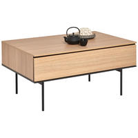 COUCHTISCH in Holzwerkstoff 100/68/49 cm   - Eichefarben/Schwarz, Basics, Holzwerkstoff/Metall (100/68/49cm) - Hom`in